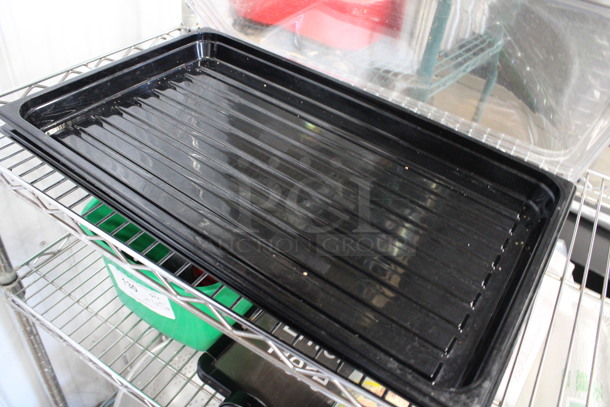 2 Black Poly Full Size Drop In Bins and 2 Clear Poly Dome Lids. 13x21x7. 2 Times Your Bid! - Image 4 of 4