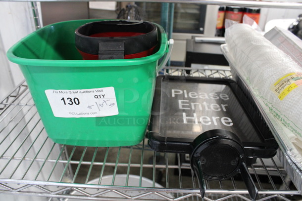 ALL ONE MONEY! Lot of Various Items Including Green Bucket, Stanchion Piece and Disposable Lids! - Image 2 of 3