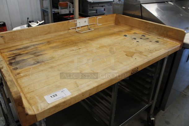 John Boos Butcher Block Table w/ Lower Pan Rack on Commercial Casters. 48x30x40 - Image 2 of 4