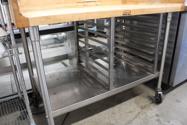 John Boos Butcher Block Table w/ Lower Pan Rack on Commercial Casters. 48x30x40 - Image 3 of 4