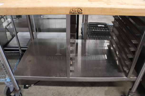 John Boos Butcher Block Table w/ Lower Pan Rack on Commercial Casters. 48x30x40 - Image 4 of 4