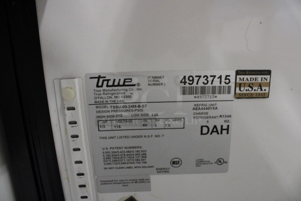 True Model TSSU-60-24M-B-ST Stainless Steel Commercial Sandwich Salad Prep Table Bain Marie Mega Top on Commercial Casters. 115 Volts, 1 Phase. 60.5x35.5x47. Tested and Working! - Image 6 of 8