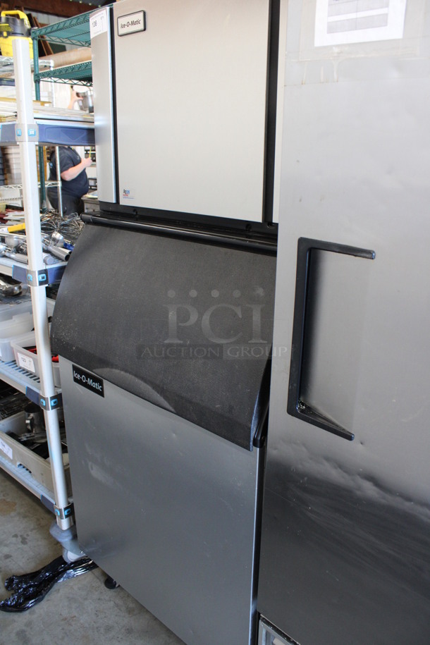 Ice O Matic Model CIM0530HW Stainless Steel Commercial Water Cooled Ice Head on Ice Bin. 115 Volts, 1 Phase. 30x32x72