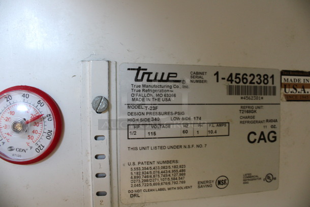True Model T-23F Stainless Steel Commercial Single Door Reach In Freezer w/ Poly Coated Racks on Commercial Casters. 115 Volts, 1 Phase. 27x30x83. Tested and Working! - Image 6 of 6