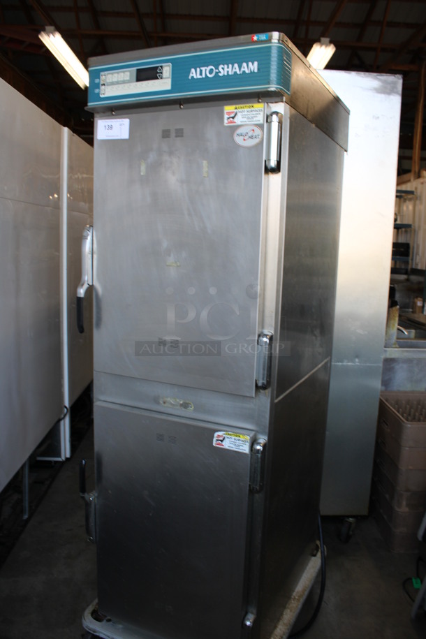 Alto Shaam Model 1200-TH-III Stainless Steel Commercial 2 Half Size Door Reach In Warming Cabinet  w/ 2 Probes on Commercial Casters. 208-240 Volts, 1 Phase. 25x33x74 - Image 2 of 8