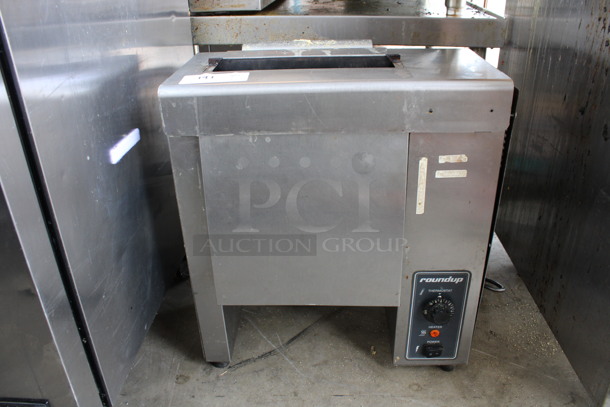Roundup Model VCT-25CF Stainless Steel Commercial Countertop Vertical Contact Toaster w/ Buttering Attachment. 120 Volts, 1 Phase. 20x14x23. Tested and Working! - Image 1 of 8