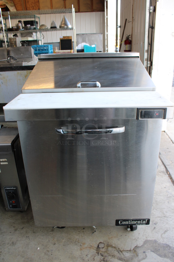 Continental Model SW27-12M Stainless Steel Commercial Sandwich Salad Prep Table Bain Marie Mega Top on Commercial Casters. 115 Volts, 1 Phase. 27.5x34x42. Tested and Working! - Image 2 of 6