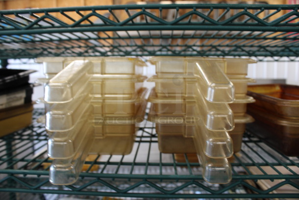 10 Amber Colored Poly Drop In Bins w/ Handles. 7x17x2.5. 10 Times Your Bid! - Image 2 of 4
