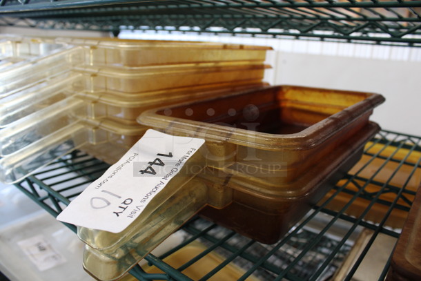 10 Amber Colored Poly Drop In Bins w/ Handles. 7x17x2.5. 10 Times Your Bid! - Image 3 of 4