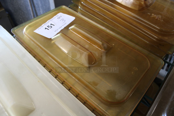 3 Amber Colored Poly 1/3 Size Drop In Bin Lids. 3 Times Your Bid! - Image 2 of 3