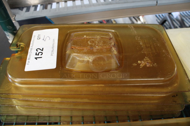 5 Amber Colored Poly 1/3 Size Drop In Bin Lids. 5 Times Your Bid!