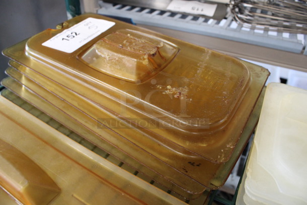5 Amber Colored Poly 1/3 Size Drop In Bin Lids. 5 Times Your Bid! - Image 2 of 3
