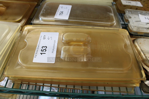 5 Amber Colored Poly 1/3 Size Drop In Bin Lids. 5 Times Your Bid! - Image 1 of 3