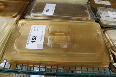 5 Amber Colored Poly 1/3 Size Drop In Bin Lids. 5 Times Your Bid!