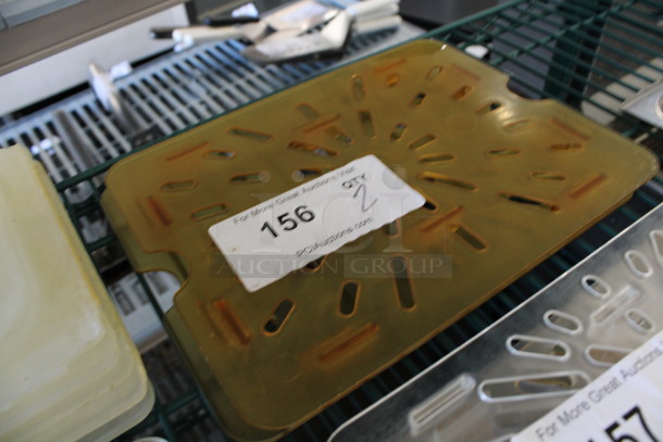 2 Amber Colored Poly 1/2 Size Drop In Bin Straining Inserts. 2 Times Your Bid! - Image 2 of 2