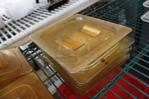 6 Amber Colored Poly 1/6 Size Drop In Bin Lids. 6 Times Your Bid! - Image 2 of 3