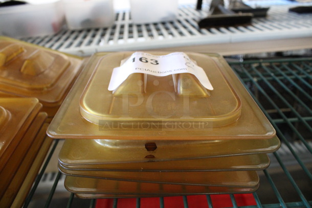 6 Amber Colored Poly 1/6 Size Drop In Bin Lids. 6 Times Your Bid! - Image 3 of 3