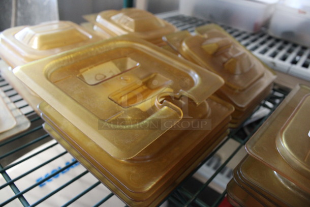 10 Amber Colored Poly 1/6 Size Drop In Bin Lids. 10 Times Your Bid! - Image 2 of 2