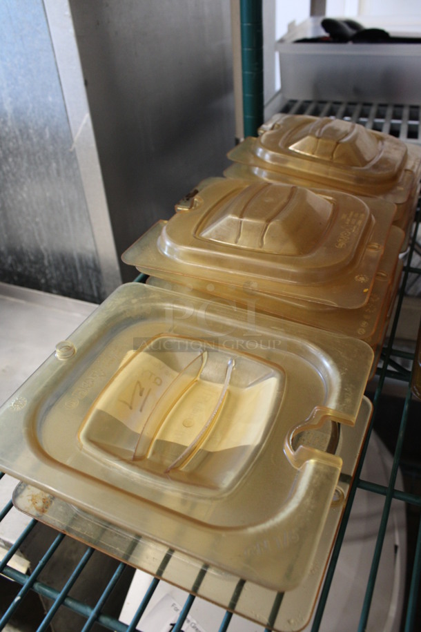 12 Amber Colored Poly 1/6 Size Drop In Bin Lids. 12 Times Your Bid! - Image 2 of 2
