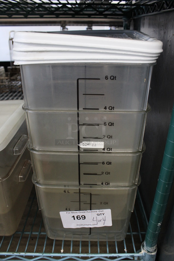 4 Clear Poly Bins w/ 2 Lids. 9x9x7. 4 Times Your Bid!