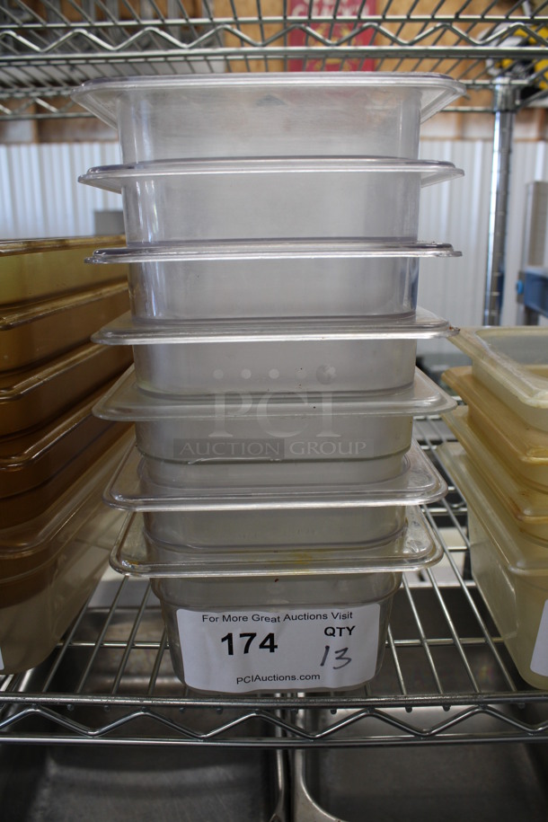 13 Clear Poly 1/6 Size Drop In Bins. 1/6x4. 13 Times Your Bid! - Image 1 of 3