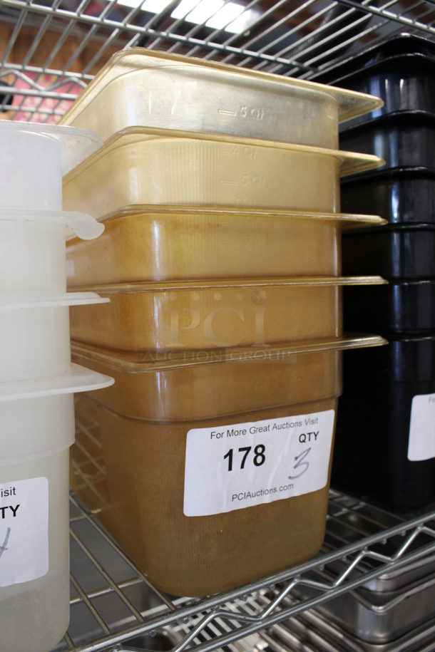 5 Amber Colored Poly 1/3 Size Drop In Bins. 1/3x6. 5 Times Your Bid! - Image 2 of 3