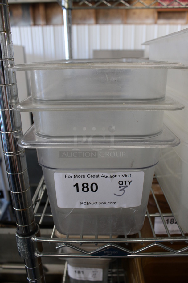 3 Clear Poly 1/3 Size Drop In Bins. 1/3x6. 3 Times Your Bid! - Image 1 of 4