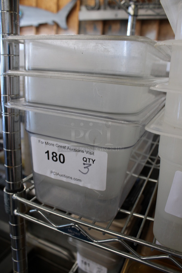 3 Clear Poly 1/3 Size Drop In Bins. 1/3x6. 3 Times Your Bid! - Image 2 of 4