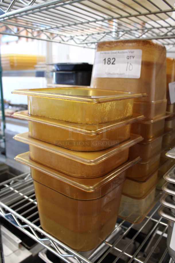 12 Amber Colored Poly 1/6 Size Drop In Bins. 1/6x6. 12 Times Your Bid! - Image 2 of 3