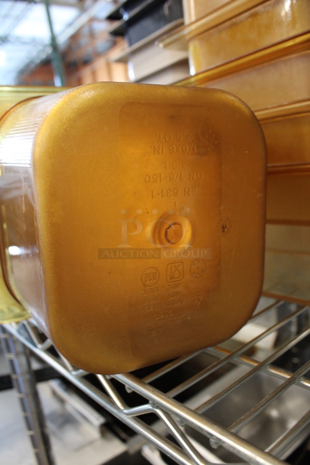 12 Amber Colored Poly 1/6 Size Drop In Bins. 1/6x6. 12 Times Your Bid! - Image 3 of 3