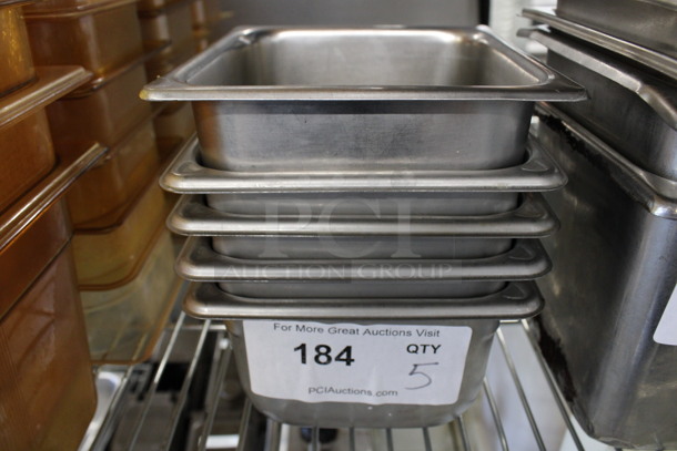 5 Stainless Steel 1/6 Size Drop In Bins. 1/6x4. 5 Times Your Bid! - Image 1 of 3