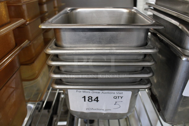 5 Stainless Steel 1/6 Size Drop In Bins. 1/6x4. 5 Times Your Bid!