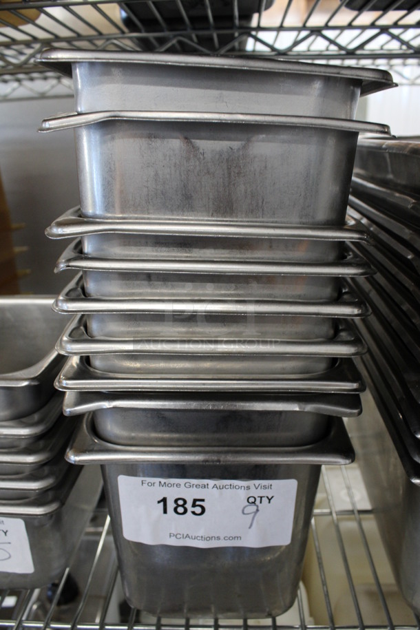 9 Stainless Steel 1/6 Size Drop In Bins. 1/6x6. 9 Times Your Bid!