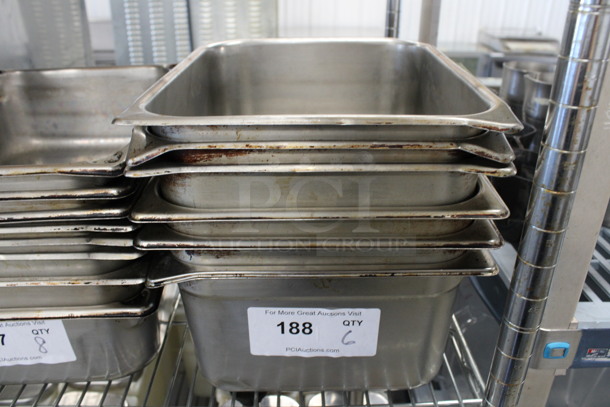 6 Stainless Steel 1/2 Size Drop In Bins. 1/2x6. 6 Times Your Bid!