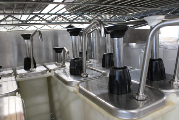 7 Poly Bins w/ Metal Pump Tops. Includes 4.5x7.5x15. 7 Times Your Bid! - Image 2 of 4