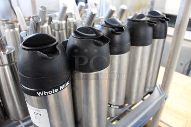5 Chrome Finish Coffee Urns. Comes w/ 2 Extra Lids. 5x3.5x11. 5 Times Your Bid! - Image 2 of 4