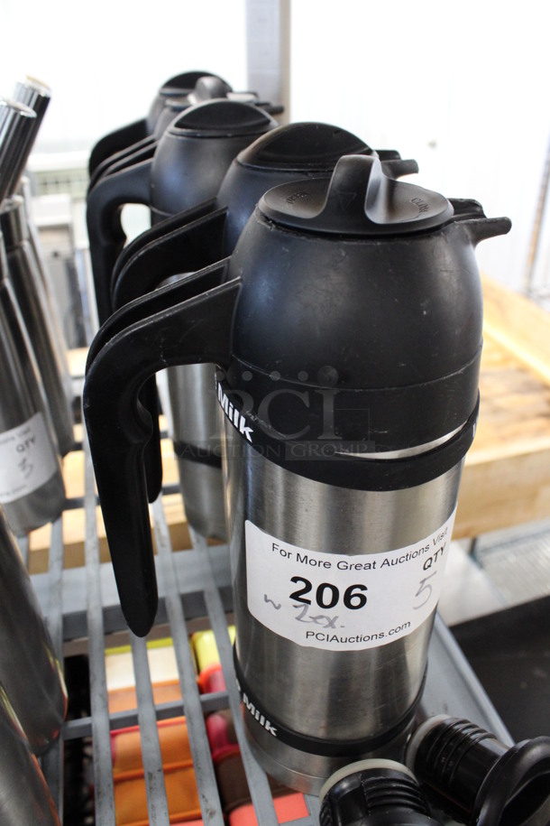 5 Chrome Finish Coffee Urns. Comes w/ 2 Extra Lids. 5x3.5x11. 5 Times Your Bid! - Image 4 of 4