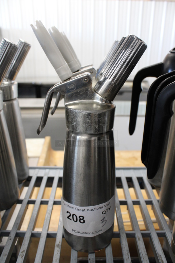 3 Stainless Steel Whipped Cream Dispensers. 5x3x12. 3 Times Your Bid!