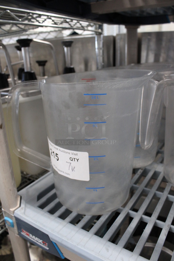 7 Various Poly Clear Pitchers. Includes 9.5x7x9.5. 7 Times Your Bid! - Image 2 of 4