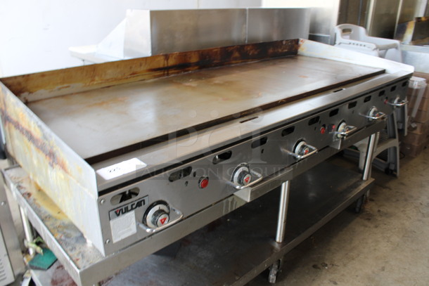 Vulcan Hart Model 972RX-102 Stainless Steel Commercial Countertop Propane Gas Powered Flat Top Griddle w/ Thermostatic Controls on Stainless Steel Equipment Stand w/ Commercial Casters. 162,000 BTU. 72x33x39 - Image 3 of 7