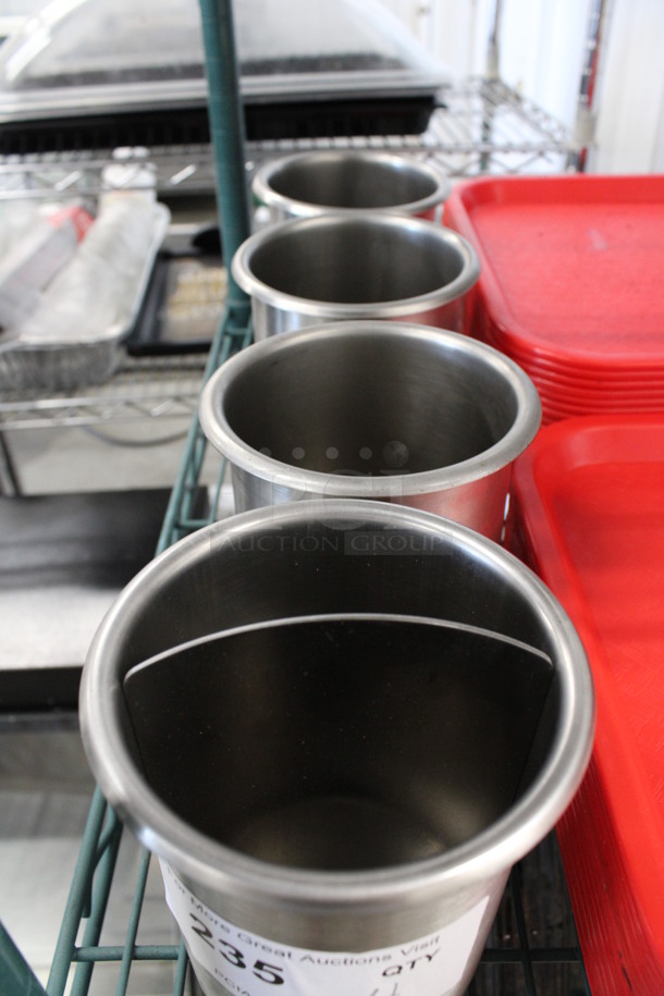 4 Stainless Steel Cylindrical Drop In Bins. 5x5x6. 4 Times Your Bid! - Image 2 of 3