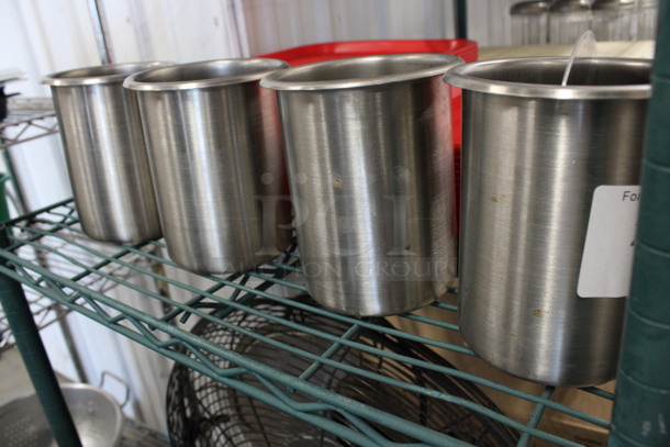 4 Stainless Steel Cylindrical Drop In Bins. 5x5x6. 4 Times Your Bid! - Image 3 of 3