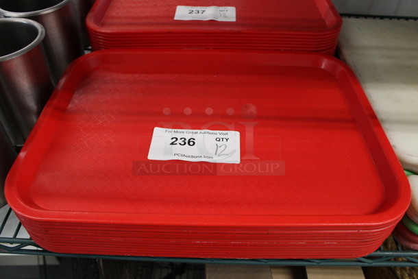 12 Red Poly Trays. 16.5x12x1. 12 Times Your Bid!