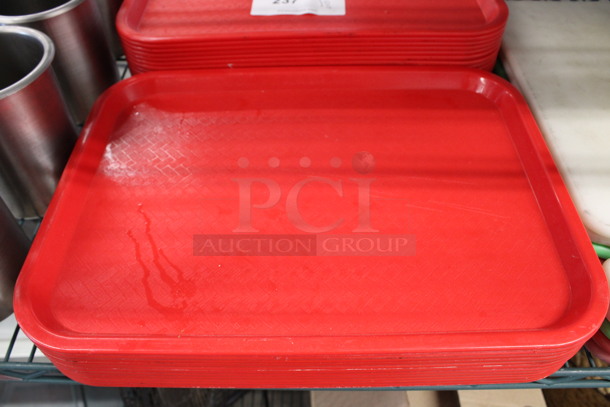 18 Red Poly Trays. 16.5x12x1. 18 Times Your Bid!