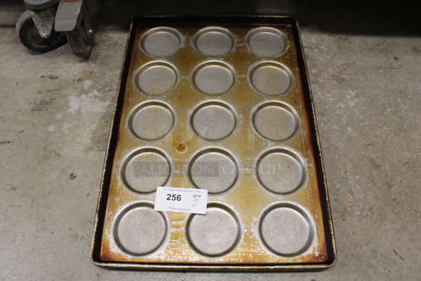 2 Metal 15 Bun Baking Pans. 18x26x1. 2 Times Your Bid!