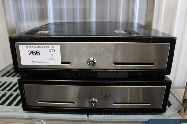 2 Black Metal Cash Drawers. 16x17x4.5. 2 Times Your Bid!  - Image 1 of 3