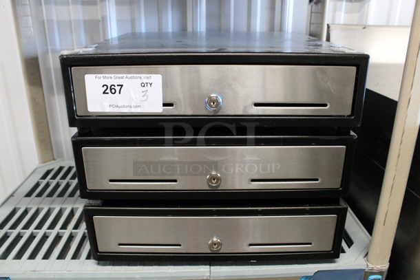 3 Black Metal Cash Drawers. 16x17x4.5. 3 Times Your Bid!  - Image 1 of 3