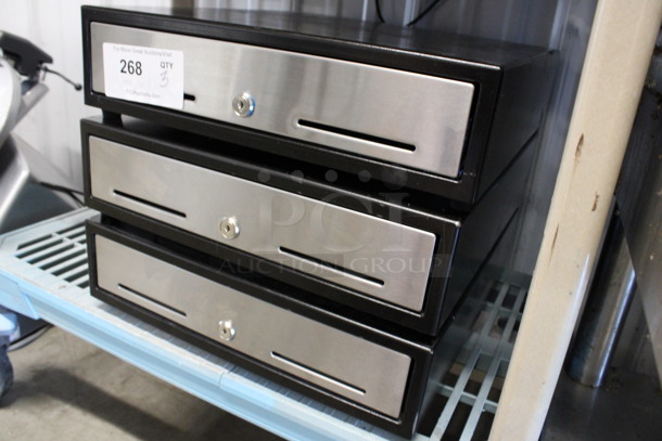 3 Black Metal Cash Drawers. 16x17x4.5. 3 Times Your Bid!  - Image 3 of 3