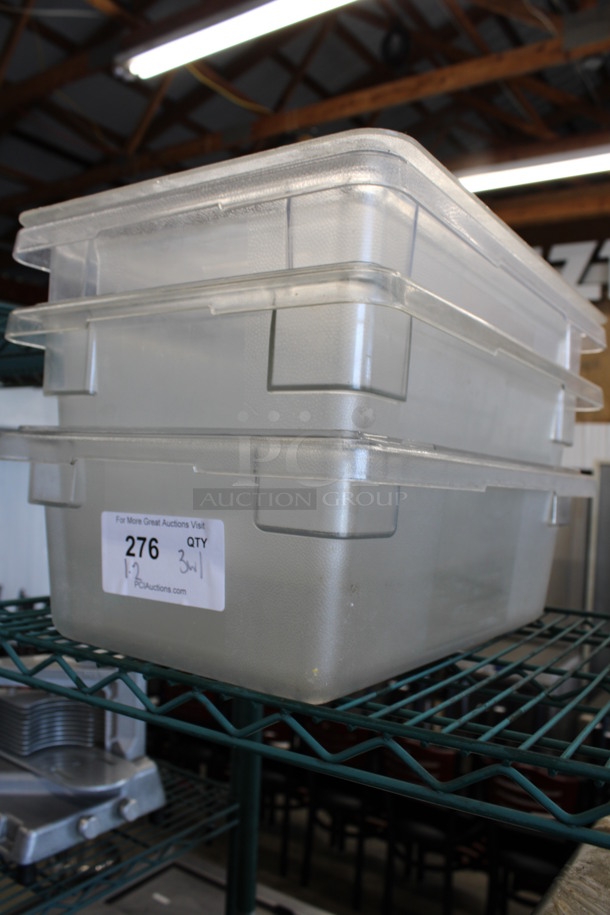 3 Clear Poly Bins w/ 1 Lid. 12x18x5.5, 12x18x9. 3 Times Your Bid! - Image 2 of 3