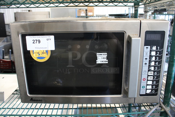 Amana Model RCS10TS Stainless Steel Commercial Countertop Microwave Oven. 120 Volts, 1 Phase. 22x17x14
